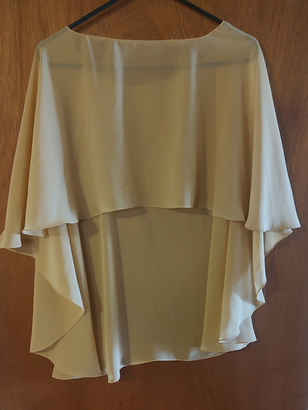 Women's Cream Layered Flutter Sleeve Top - Unbranded